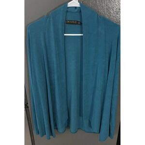 Picadilly Fashion Open Cardigan Sweater Women's Medium‎ Blue Slinky Travel